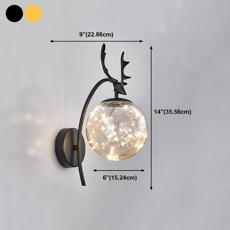Modern Style Spherical Shape Wall Sconce Metal 1 Light Sconce Lighting for Bedroom