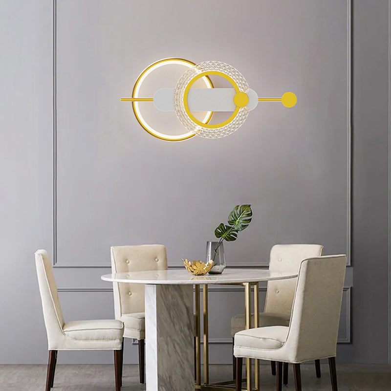 Metal Geometric Shape Wall Light Modern Style 2-Lights Wall Mounted Light Fixture in Gold