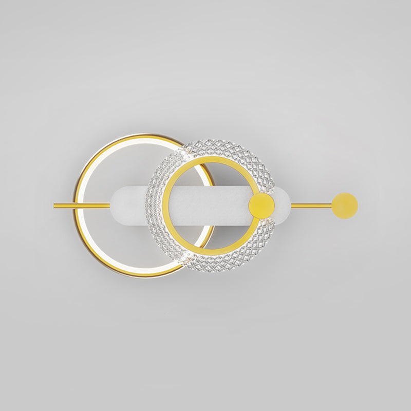 Metal Geometric Shape Wall Light Modern Style 2-Lights Wall Mounted Light Fixture in Gold