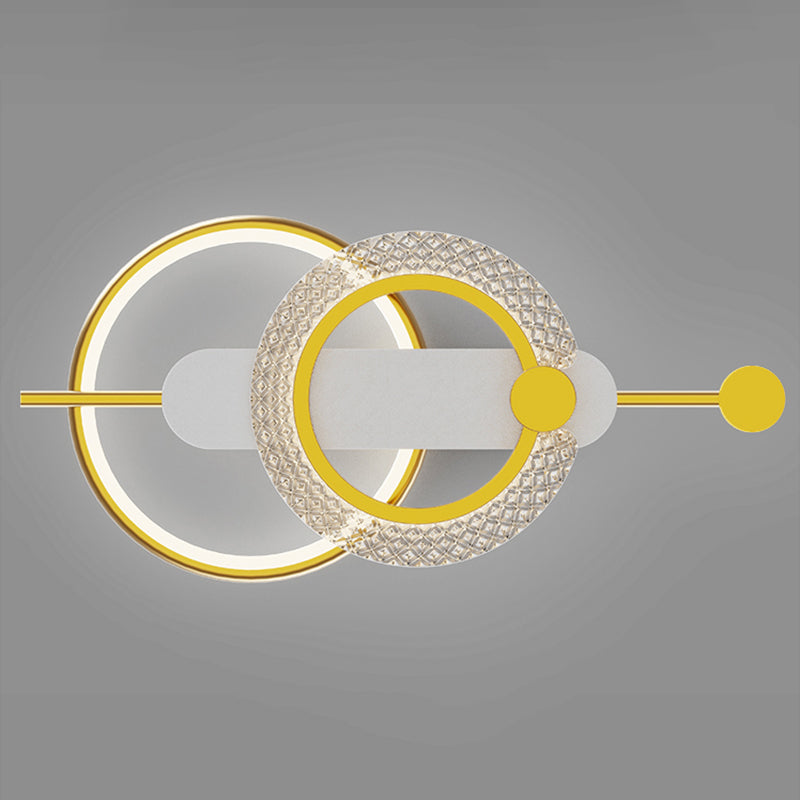 Metal Geometric Shape Wall Light Modern Style 2-Lights Wall Mounted Light Fixture in Gold