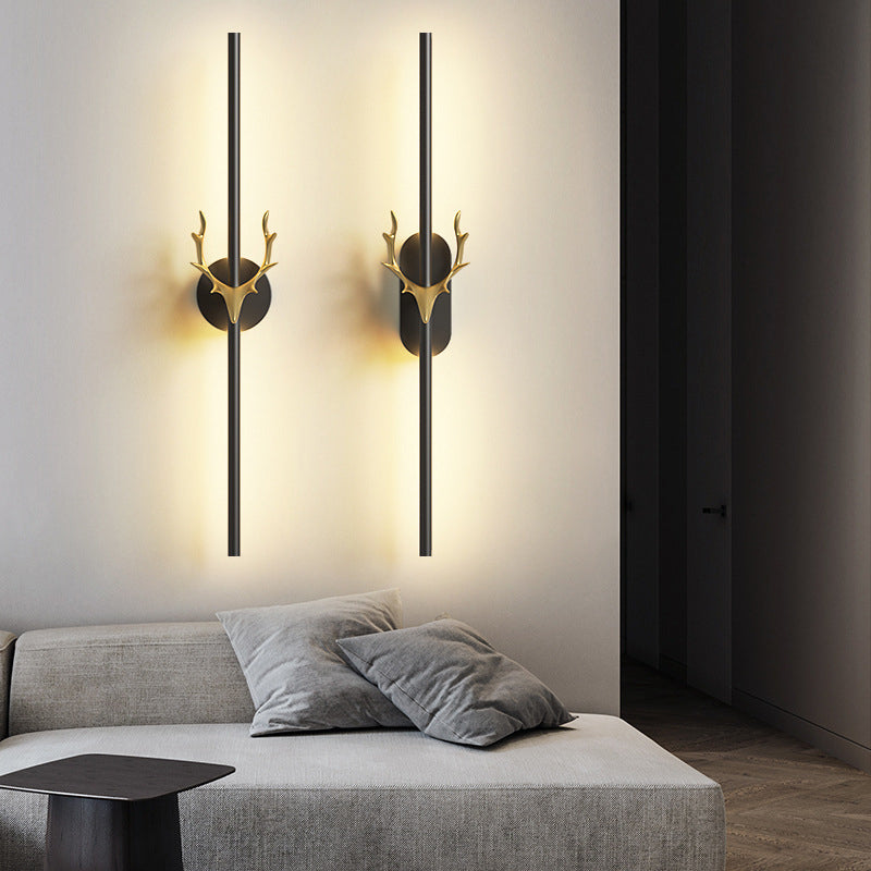 Modern Style Linear Shape Wall Sconce Metal 1 Light Sconce Lighting in Black for Bedroom