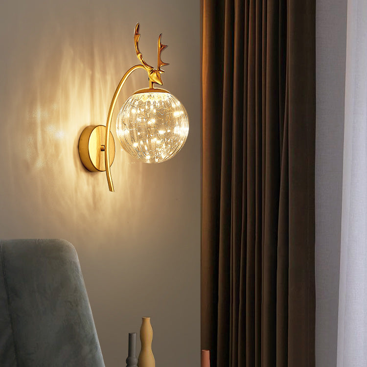Modern Style Spherical Shape Wall Sconce Glass 1 Light Sconce Lighting for Bedside