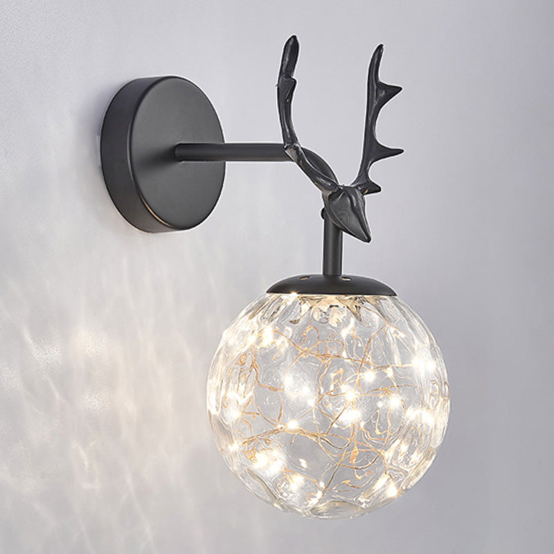 Modern Style Spherical Shape Wall Sconce Glass 1 Light Sconce Lighting for Bedside