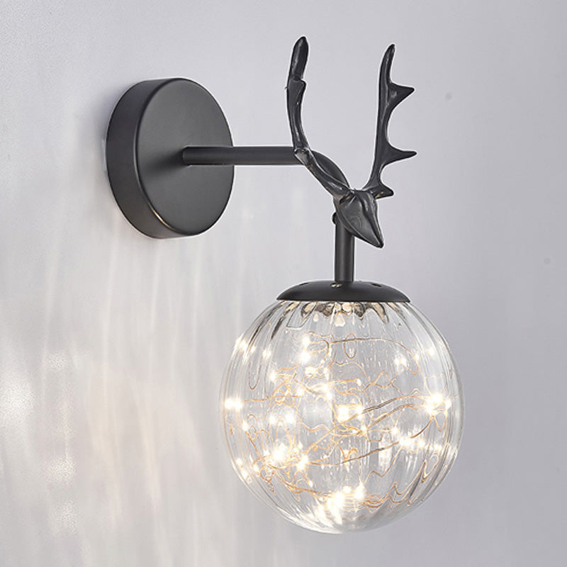 Modern Style Spherical Shape Wall Sconce Glass 1 Light Sconce Lighting for Bedside