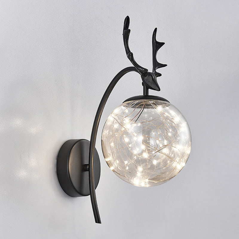 Modern Style Spherical Shape Wall Sconce Glass 1 Light Sconce Lighting for Bedside