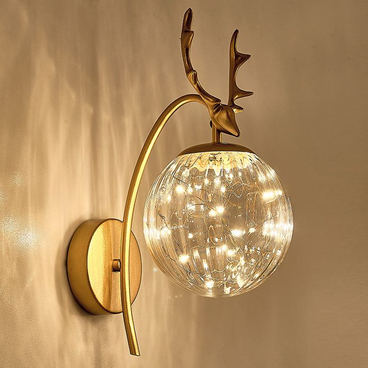 Modern Style Spherical Shape Wall Sconce Glass 1 Light Sconce Lighting for Bedside