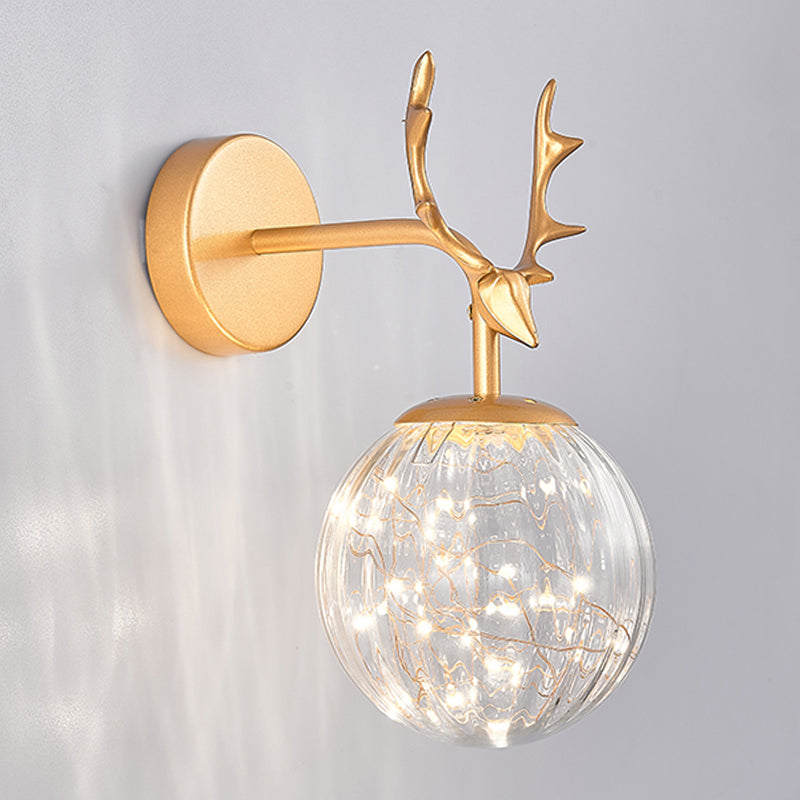 Modern Style Spherical Shape Wall Sconce Glass 1 Light Sconce Lighting for Bedside