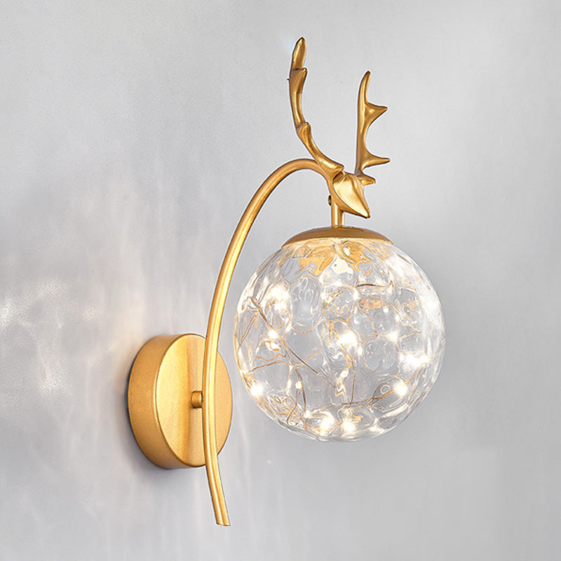 Modern Style Spherical Shape Wall Sconce Glass 1 Light Sconce Lighting for Bedside