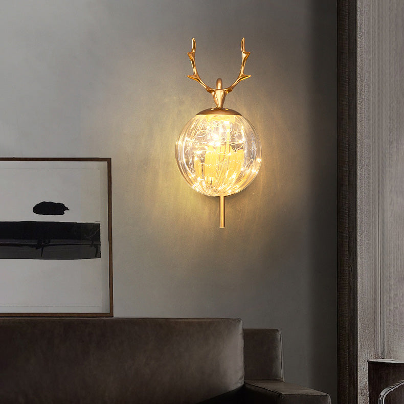 Modern Style Spherical Shape Wall Sconce Glass 1 Light Sconce Lighting for Bedside