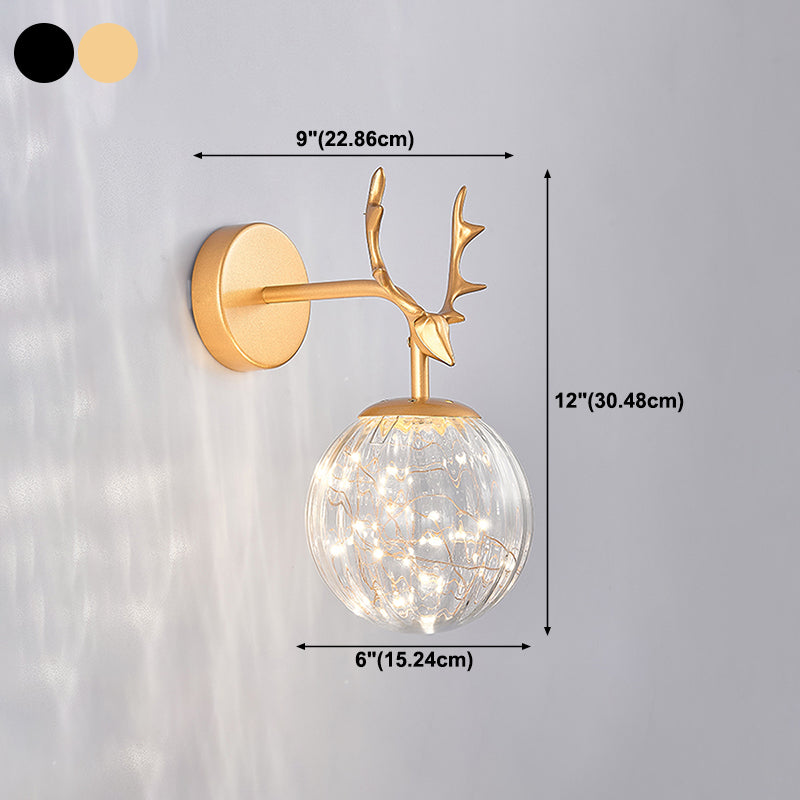 Modern Style Spherical Shape Wall Sconce Glass 1 Light Sconce Lighting for Bedside