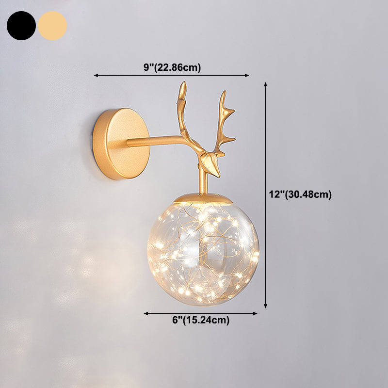 Modern Style Spherical Shape Wall Sconce Glass 1 Light Sconce Lighting for Bedside