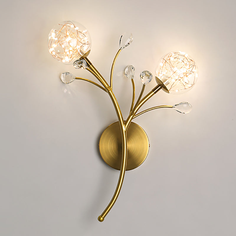 Glass Round Shape Wall Light Modern Style 2-Lights Wall Mounted Light Fixture