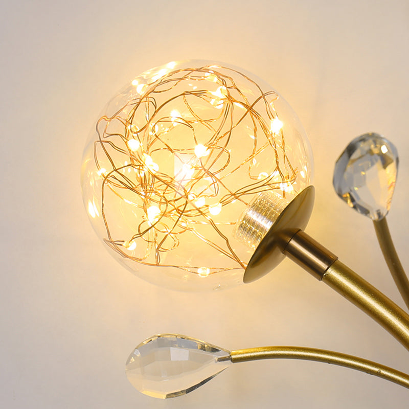 Glass Round Shape Wall Light Modern Style 2-Lights Wall Mounted Light Fixture