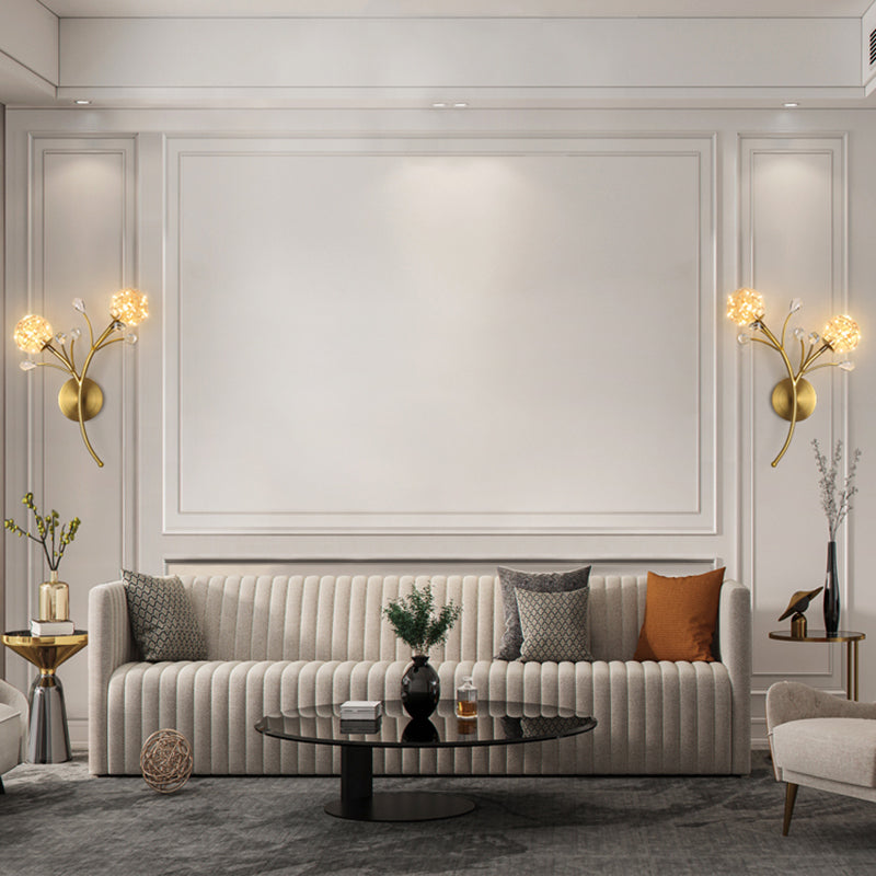 Glass Round Shape Wall Light Modern Style 2-Lights Wall Mounted Light Fixture