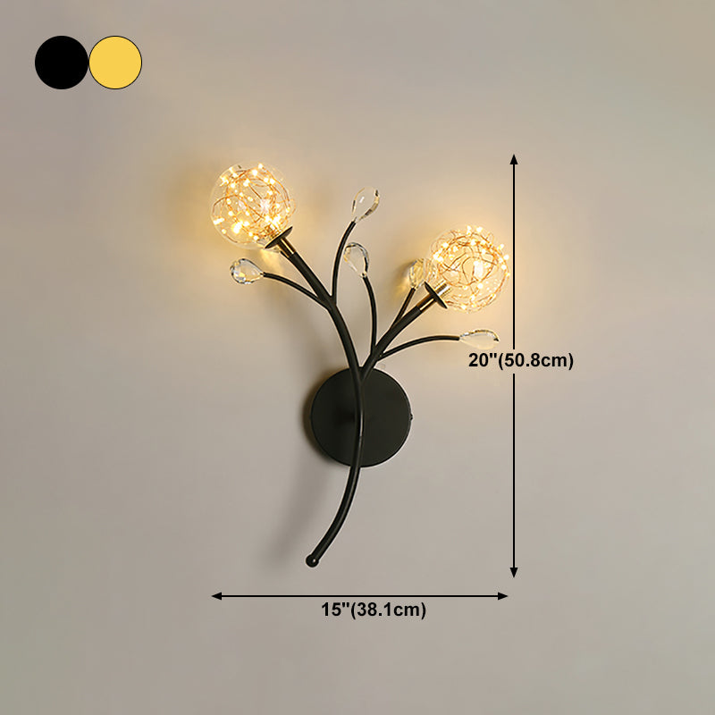 Glass Round Shape Wall Light Modern Style 2-Lights Wall Mounted Light Fixture