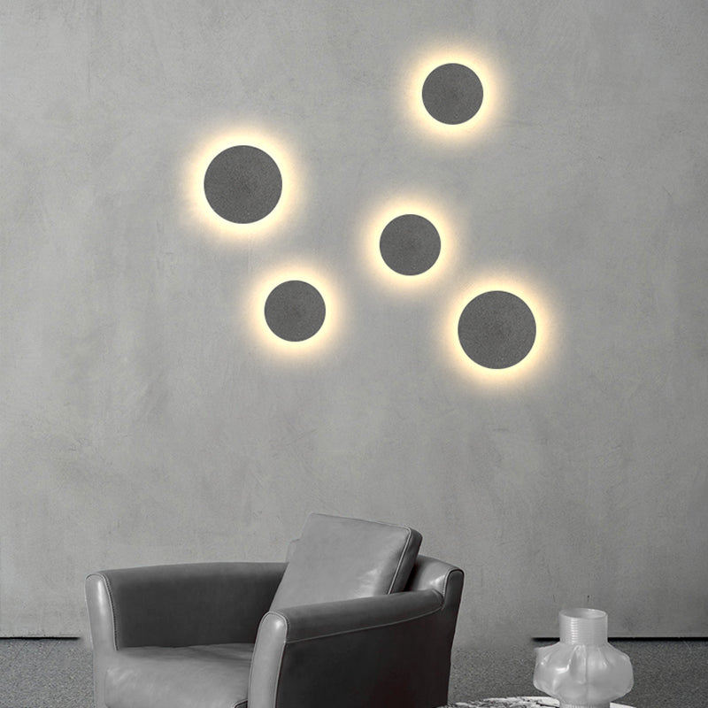 Concrete Circular Wall Sconce Simplicity Living Room LED Wall Lamp