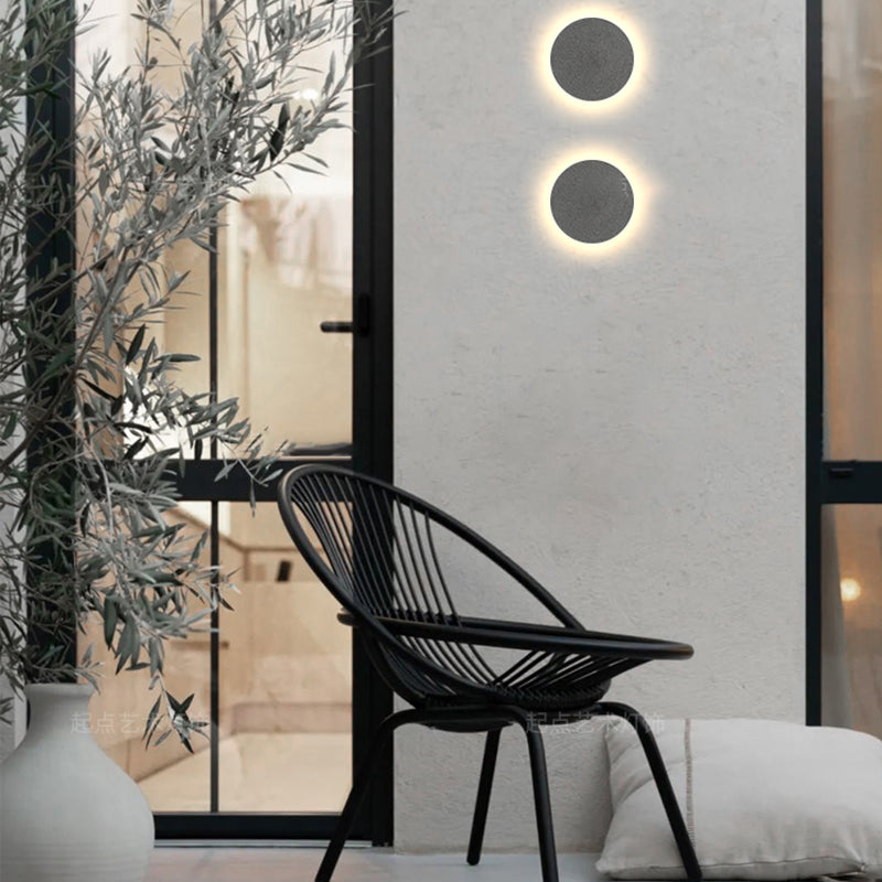 Concrete Circular Wall Sconce Simplicity Living Room LED Wall Lamp