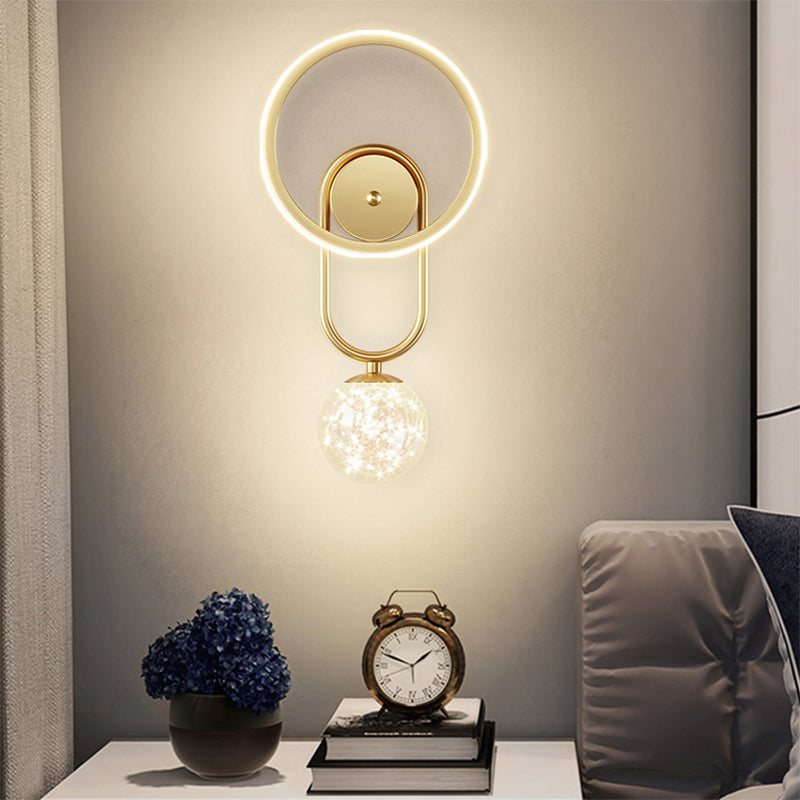 Glass Round Shape Wall Light Modern Style 2-Lights Wall Mount Light Fixture