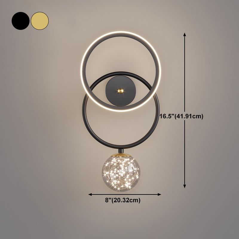 Glass Round Shape Wall Light Modern Style 2-Lights Wall Mount Light Fixture