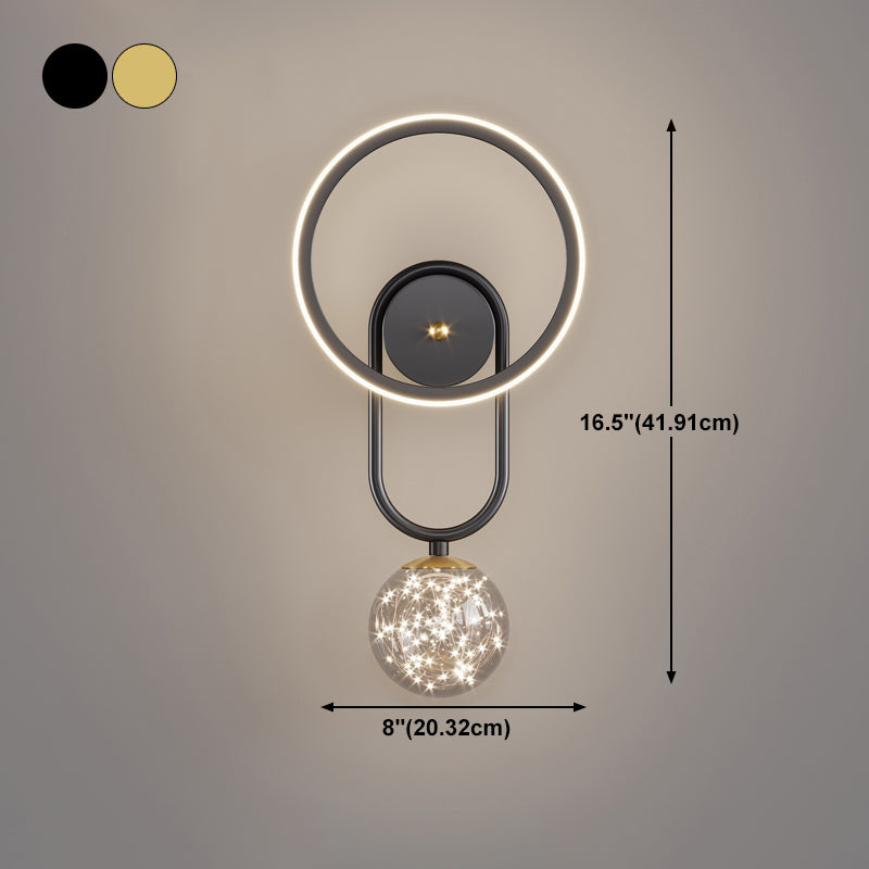 Glass Round Shape Wall Light Modern Style 2-Lights Wall Mount Light Fixture