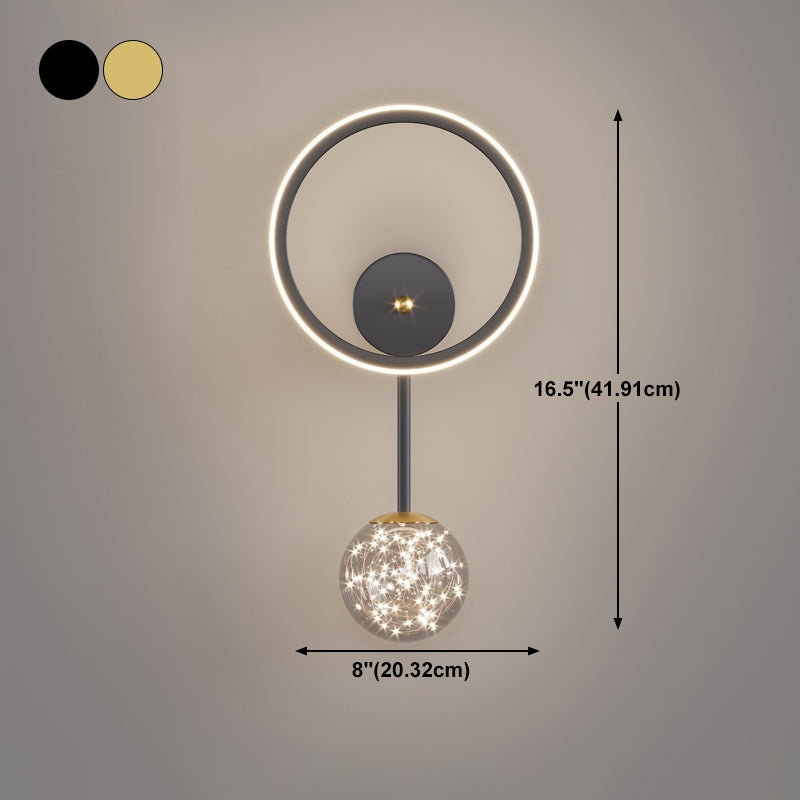 Glass Round Shape Wall Light Modern Style 2-Lights Wall Mount Light Fixture