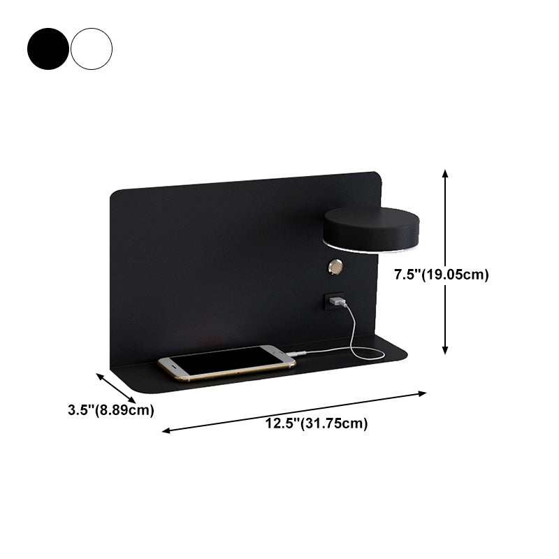 Bedside Reading Wall Light Rotatable Nordic LED Sconce with Shelf and USB Charging Port