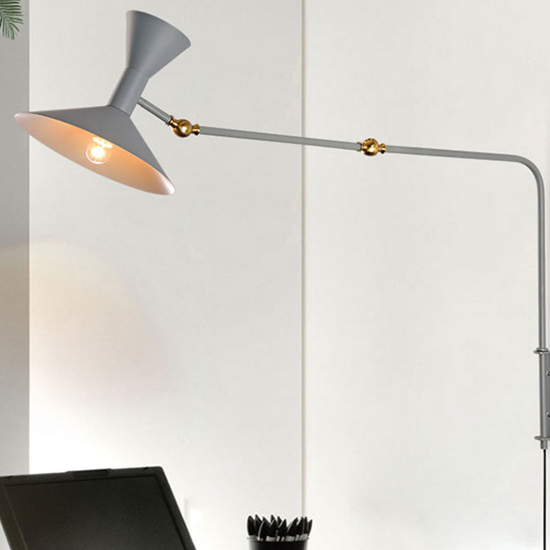 Nordic Metal Wall Light Conical Shade 2 Lights Adjustable Wall Sconce for Living Room