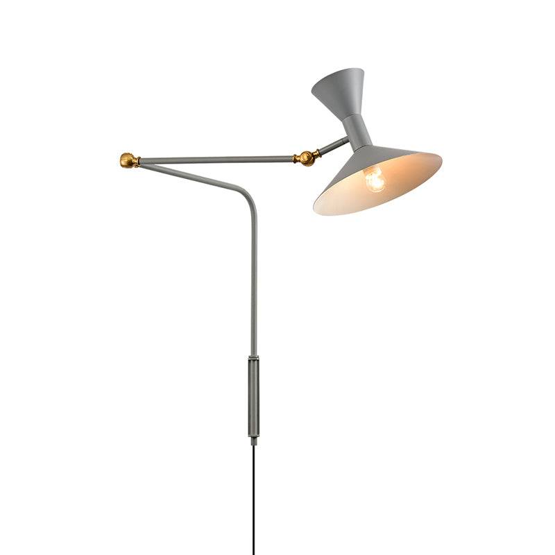 Nordic Metal Wall Light Conical Shade 2 Lights Adjustable Wall Sconce for Living Room