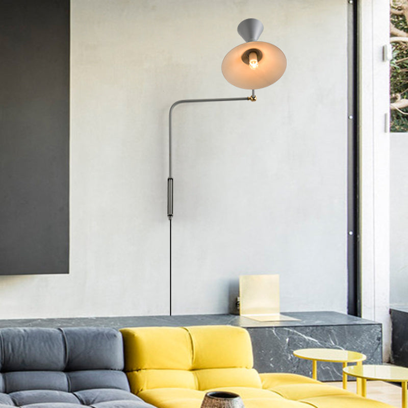 Nordic Metal Wall Light Conical Shade 2 Lights Adjustable Wall Sconce for Living Room