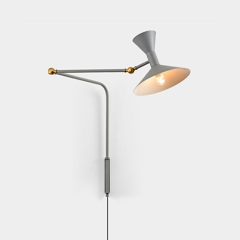 Nordic Metal Wall Light Conical Shade 2 Lights Adjustable Wall Sconce for Living Room