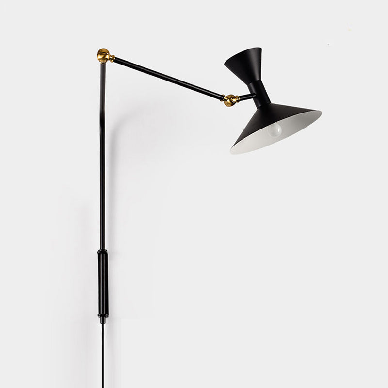 Nordic Metal Wall Light Conical Shade 2 Lights Adjustable Wall Sconce for Living Room
