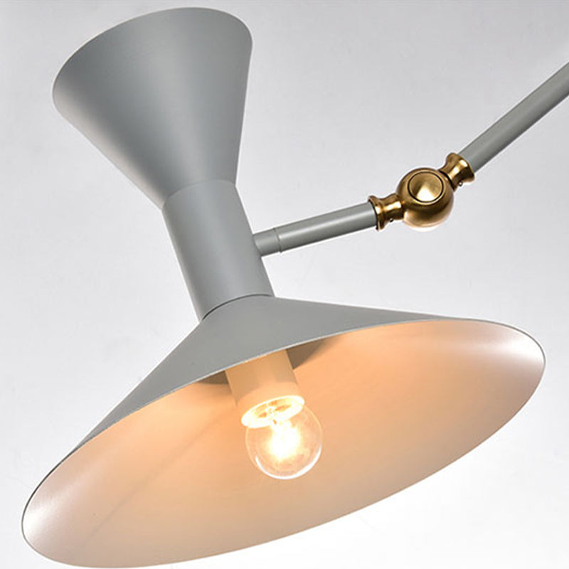 Nordic Metal Wall Light Conical Shade 2 Lights Adjustable Wall Sconce for Living Room