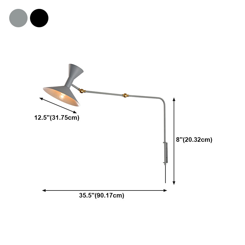 Nordic Metal Wall Light Conical Shade 2 Lights Adjustable Wall Sconce for Living Room