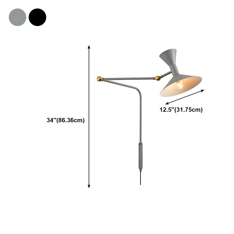 Nordic Metal Wall Light Conical Shade 2 Lights Adjustable Wall Sconce for Living Room