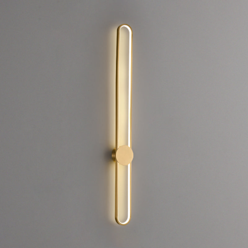 Nordic Style Brass Wall Light Linear Single Light LED Wall Sconce for Living Room
