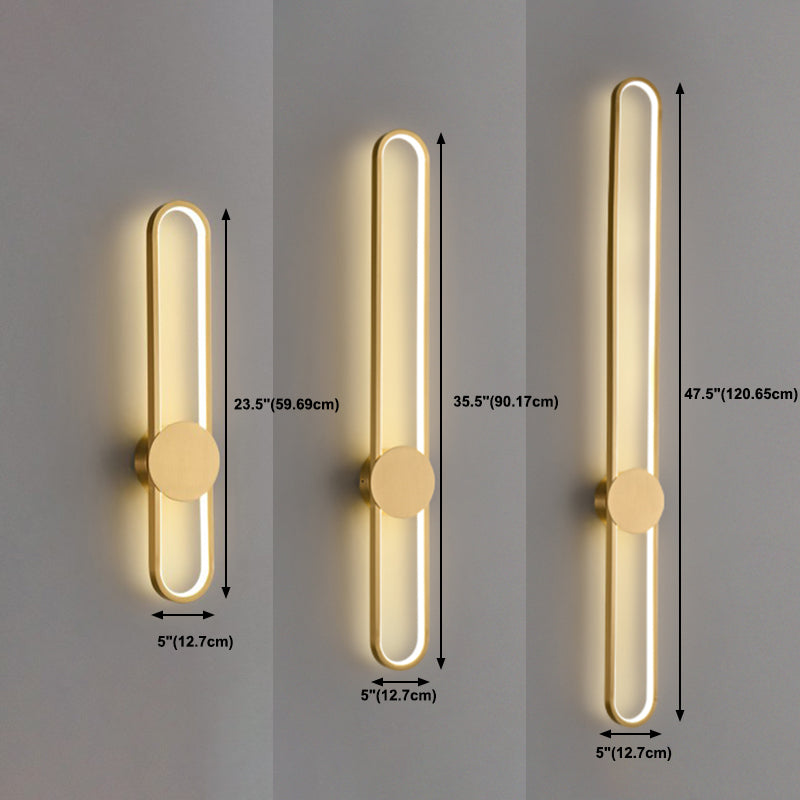 Nordic Style Brass Wall Light Linear Single Light LED Wall Sconce for Living Room