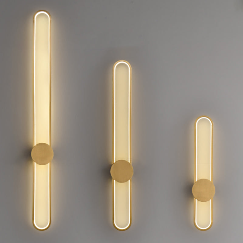 Nordic Style Brass Wall Light Linear Single Light LED Wall Sconce for Living Room
