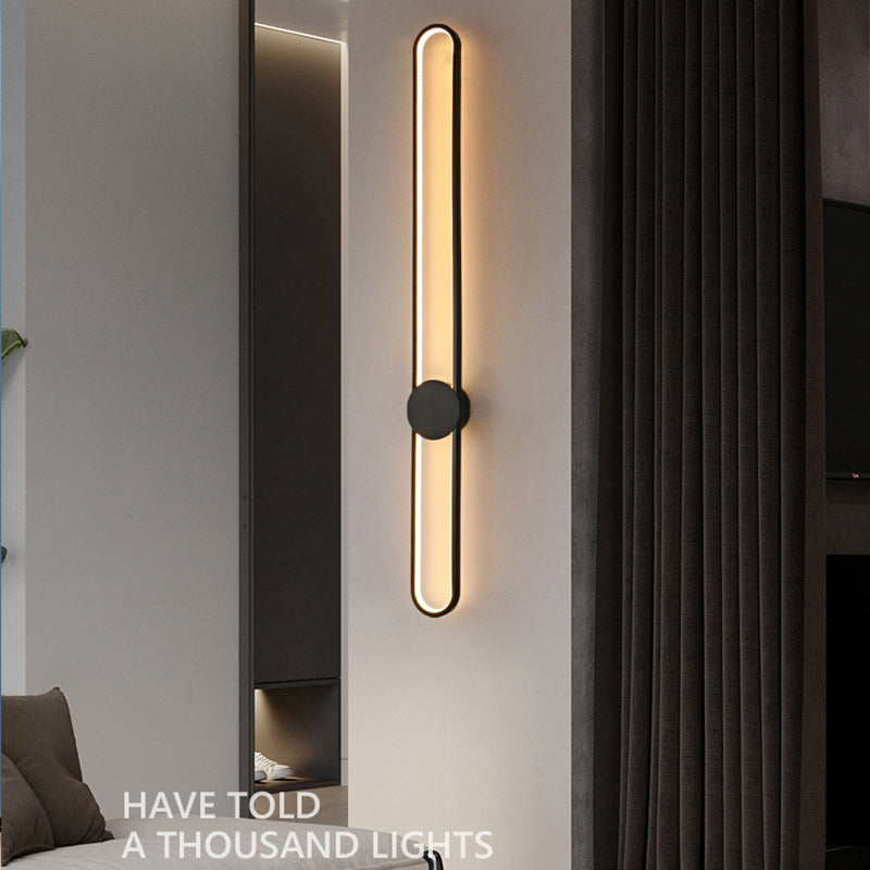 Nordic Style Brass Wall Light Linear Single Light LED Wall Sconce for Living Room