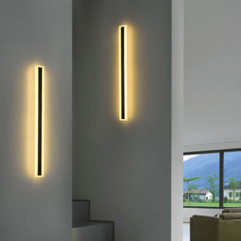 Linearer Schatten Metall Wandleuchter moderner Stil 1-Licht-Wandmontage Leuchte in Schwarz