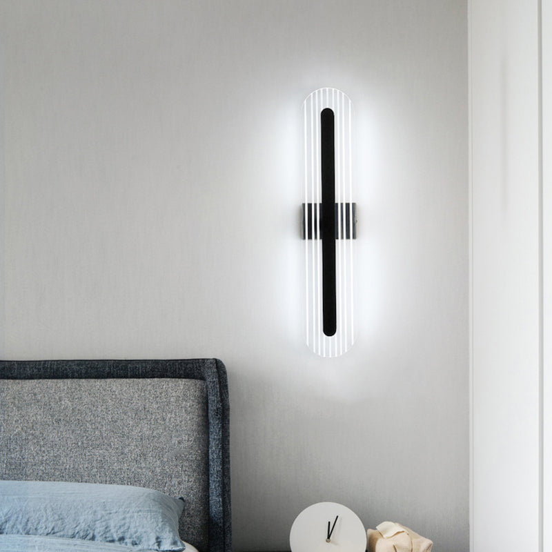 Oval Shade Metal Wall Sconce Modern Style 1 Light Wall Mount Light Fixture in Black