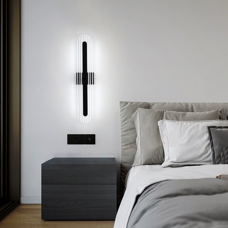 Oval Shade Metal Wall Sconce Modern Style 1 Light Wall Mount Light Fixture in Black