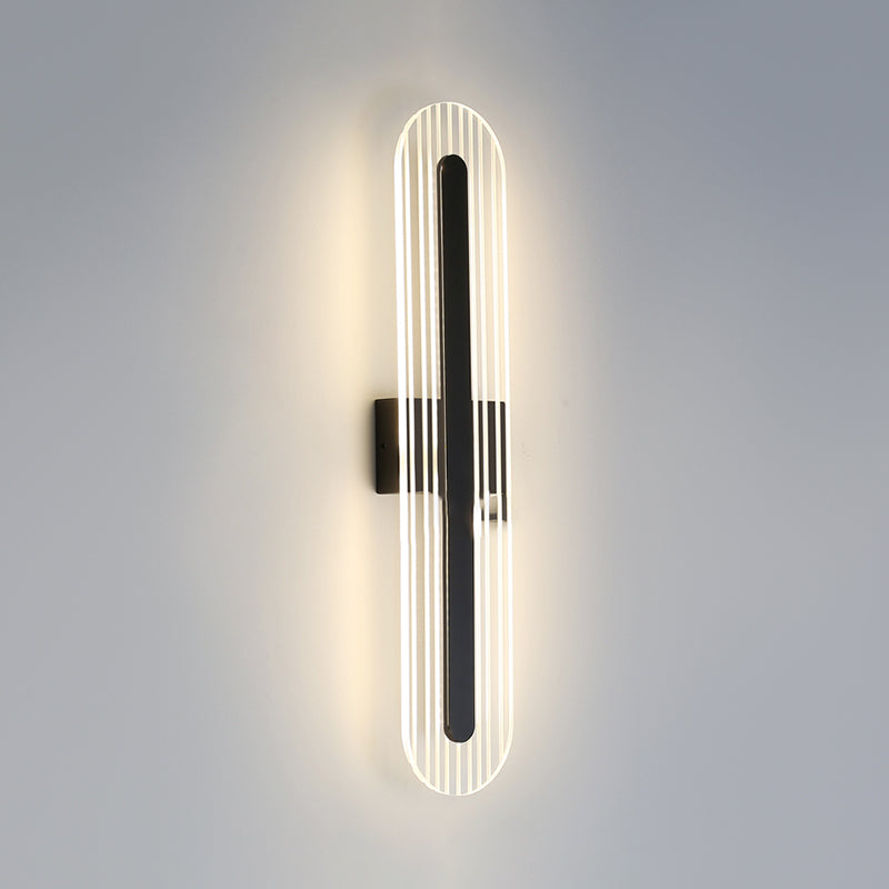 Oval Shade Metal Wall Sconce Modern Style 1 Light Wall Mount Light Fixture in Black