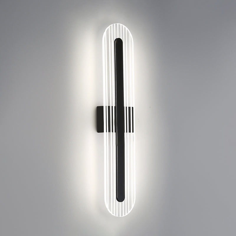 Oval Shade Metal Wall Sconce Modern Style 1 Light Wall Mount Light Fixture in Black