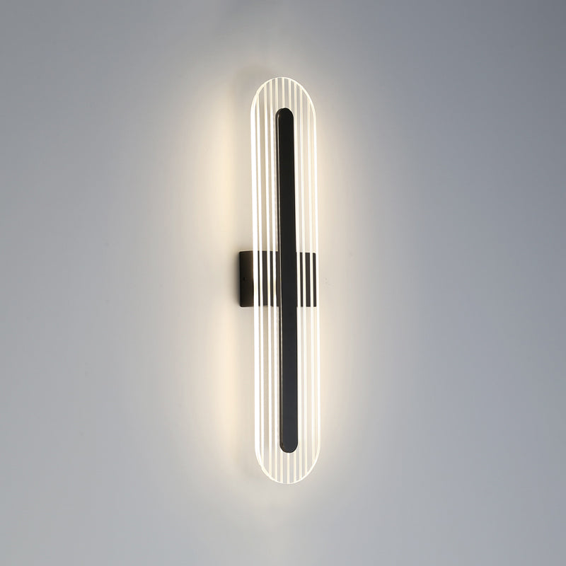 Oval Shade Metal Wall Sconce Modern Style 1 Light Wall Mount Light Fixture in Black