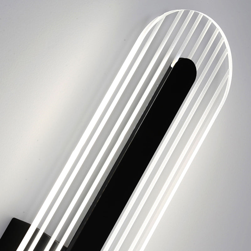 Oval Shade Metal Wall Sconce Modern Style 1 Light Wall Mount Light Fixture in Black