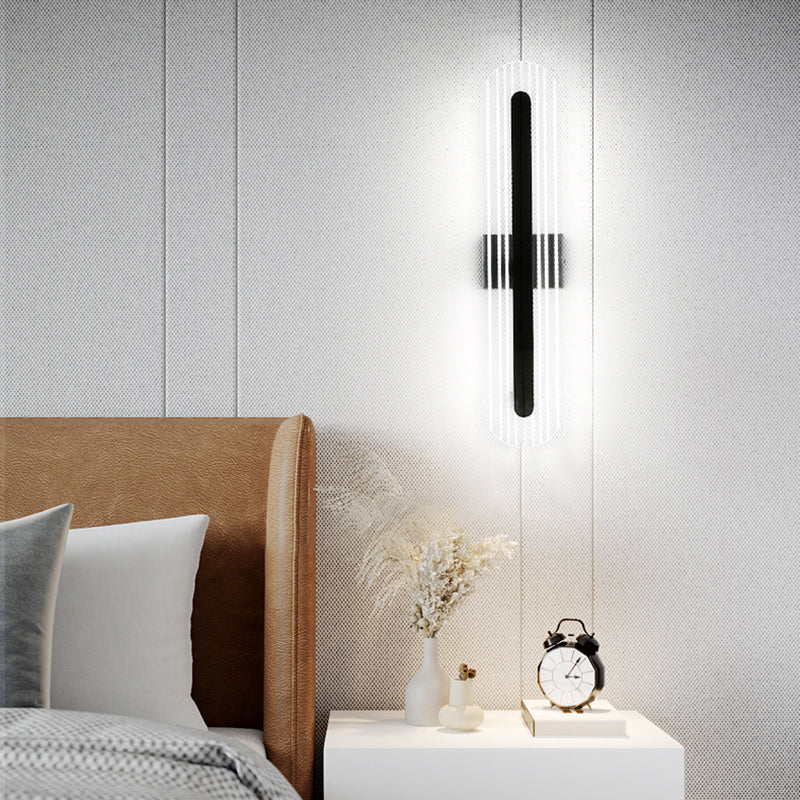Oval Shade Metal Wall Sconce Modern Style 1 Light Wall Mount Light Fixture in Black
