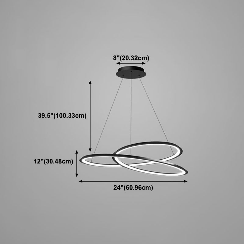 Minimalist Linear Chandelier Metal Black LED Chandelier Pendant for Living Room