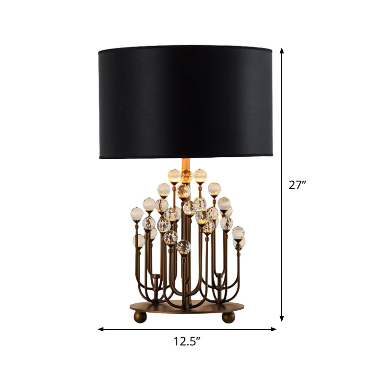 Tamburo di forma del tessuto compito modernismo 1 lampadina nera nere con sfera di cristallo