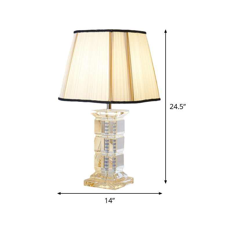 1 Head Tower Shape Table Light Modernist Hand-Cut Crystal Small Desk Lamp in White