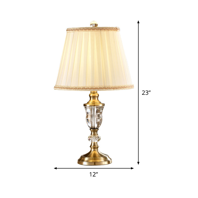 Tissu plissé lampe à tâche contemporaine 1 Livre de lecture de bulbe Lumière en beige pour étudier